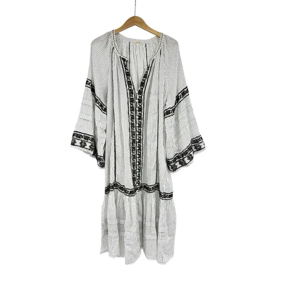 Free People Meadow Maxi Top Boho Beach Eclectic Nautical Peasant Size‎ L $228